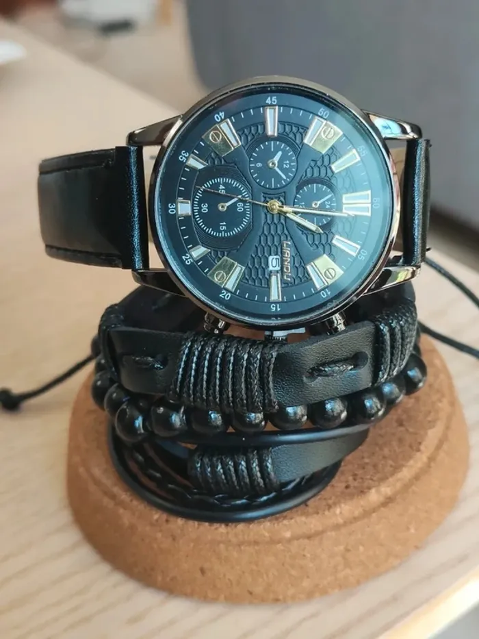 Mon précise noir, dorée, trio bracelets - photo numéro 2