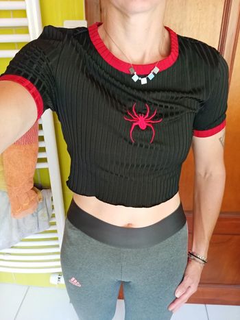 Croq top femme noir motif araignée Shein