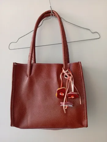Sac à main simili cuir marron
