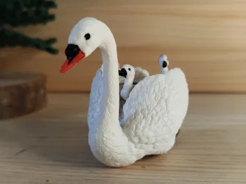 Figurine cygne blanc et ses bébés Animal de la campagne