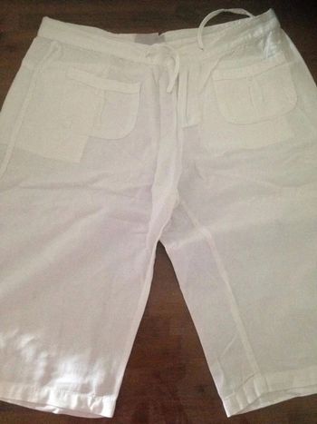 short pantacourt  blanc lin t42