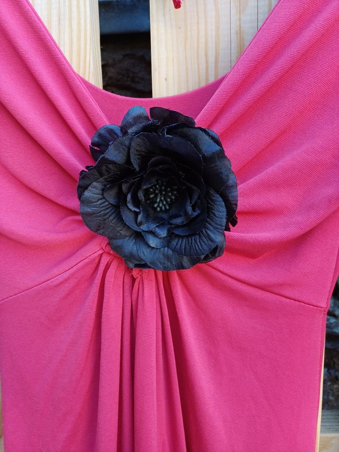 Jolie tunique robe rouge avec fleure noire - photo numéro 3