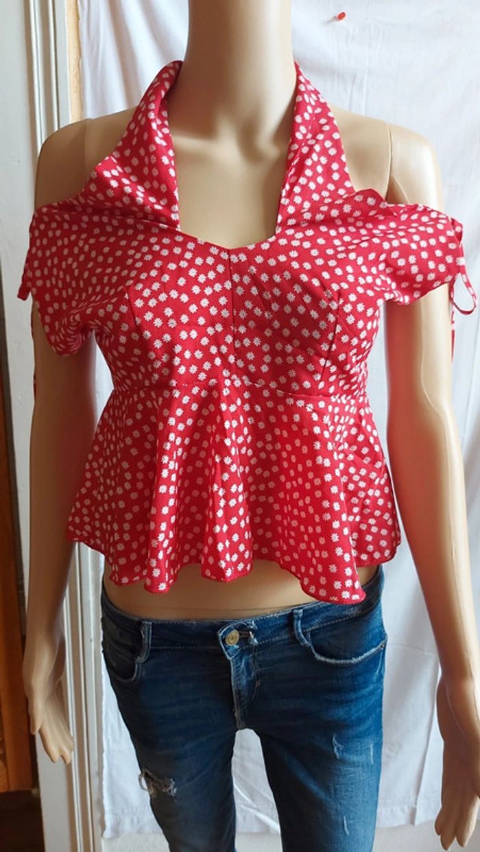 Blouse à fleur - dos nu - épaules dénudées/ romwe taille S
