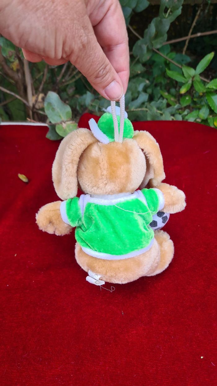 Petit chien vintage joueur de foot maillot vert - photo numéro 3
