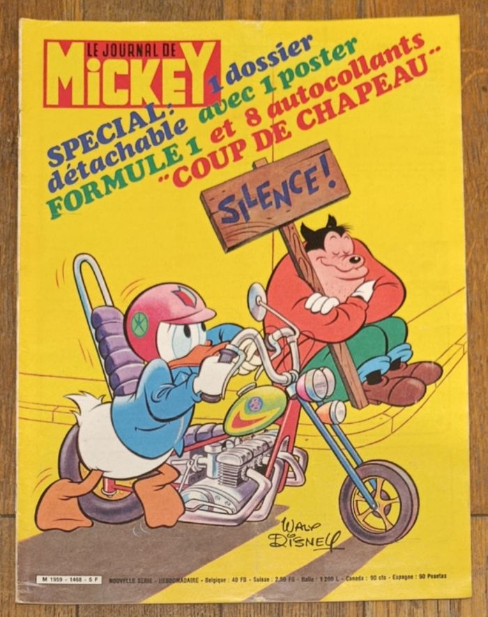 Ancien Journal de Mickey avec cadeau Dossier Formule 1 Poster + vignettes N°1468 1980 vintage - photo numéro 2