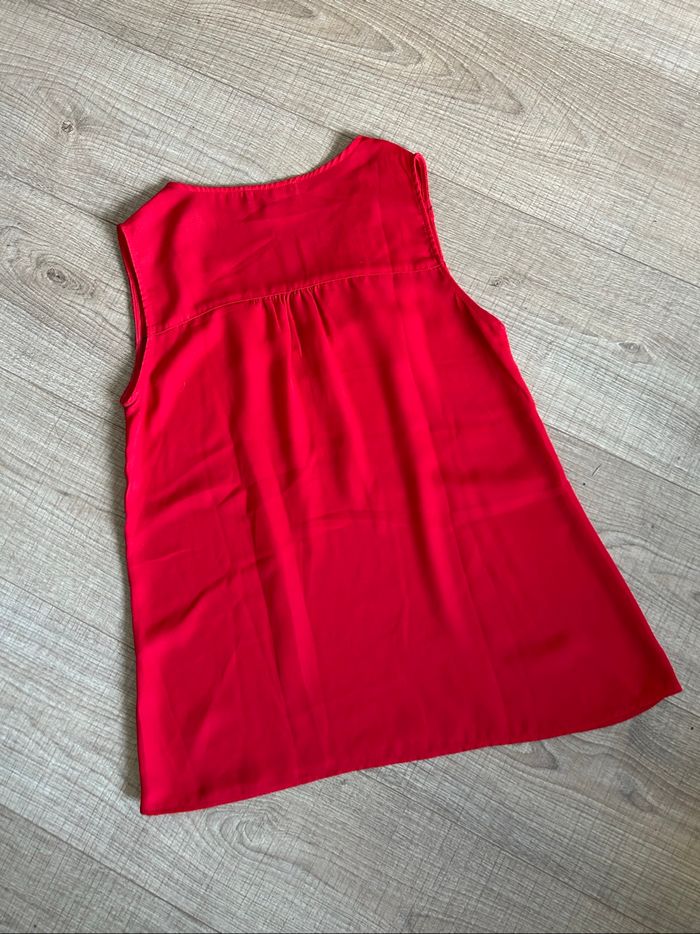 Blouse rouge sans manches avec dentelle Morgan taille 36 comme neuve - photo numéro 8