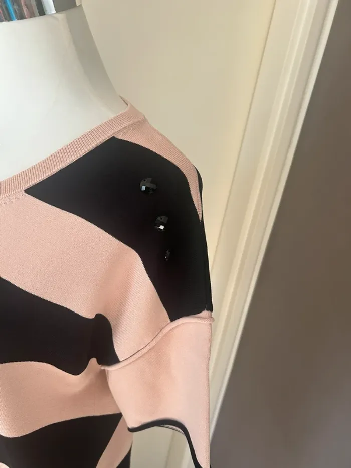 Lui Jo maille pull rayé rose et noir taille L/40 - photo numéro 5