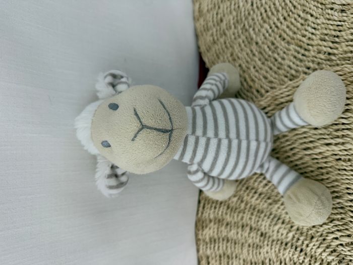 Doudou mouton beige blanc rayé FILANTEX
