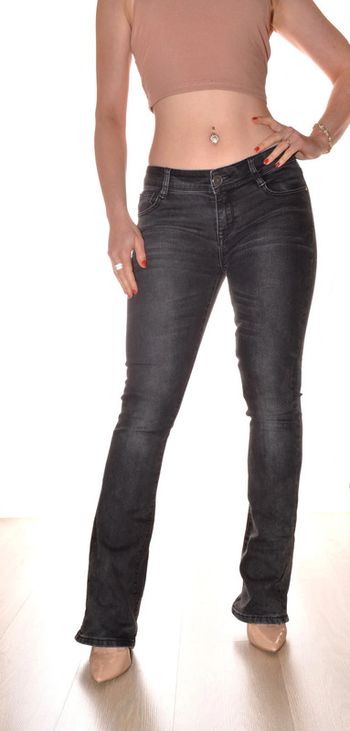 jean noir uni confortable droit taille basse taille 36