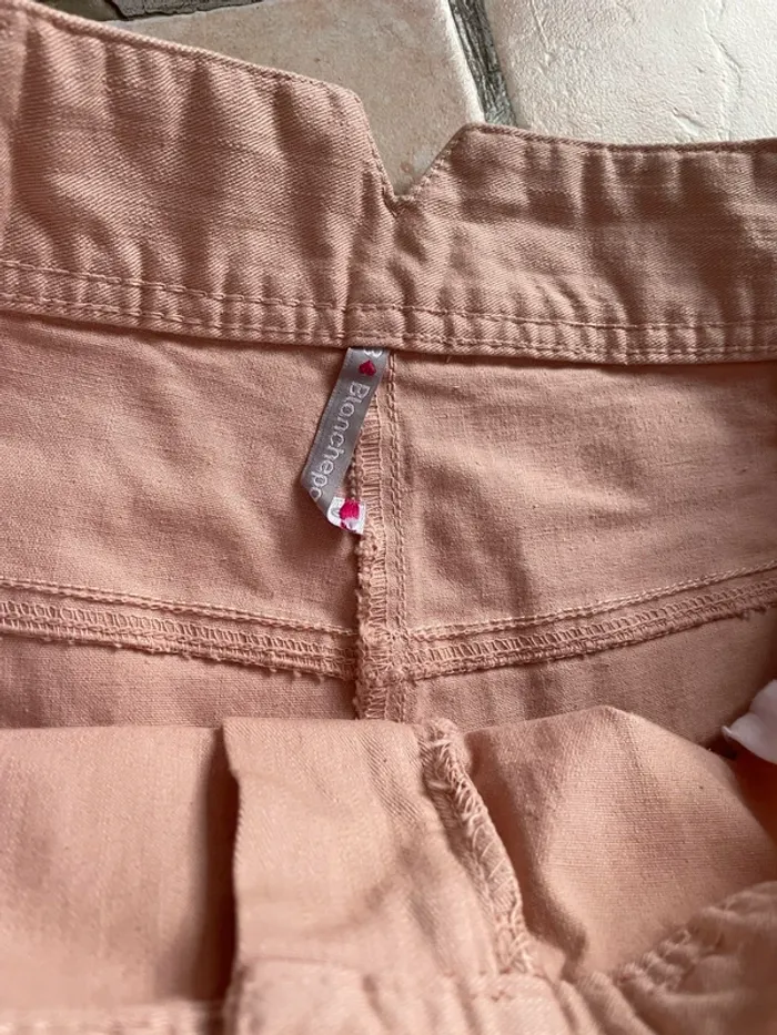 Magnifique pantalon rosé neuf jamais porté en 46 poches strass de marque Blanche Porte - photo numéro 3