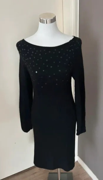 Promod, robe pull femme, taille 38 en laine noire