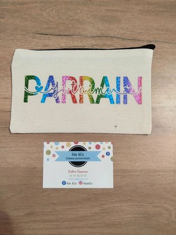 Trousse en toile plate parrain je t'aime