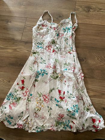 Robe été blanche à fleurs multicolores Pimkie t34