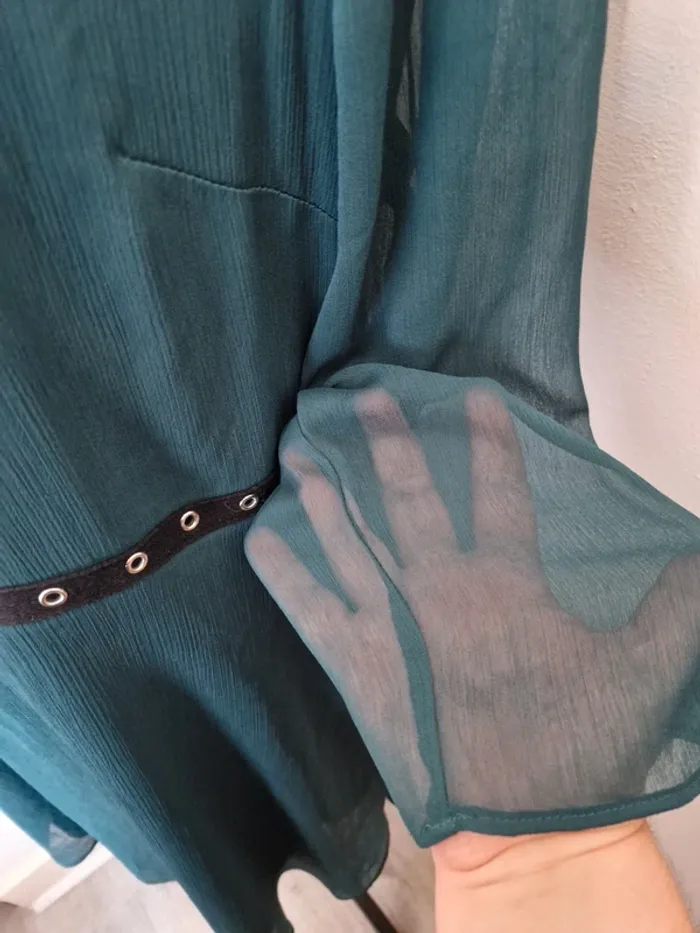 Robe new look voilage vert froufrou taille 46 - photo numéro 3