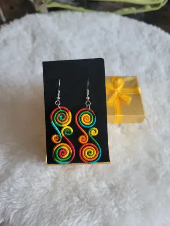 Boucles d'oreilles tissu africain.