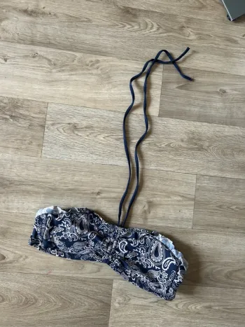 Maillot de bain bleu marine, imprimé cachemire, blanc, taille 38 femme