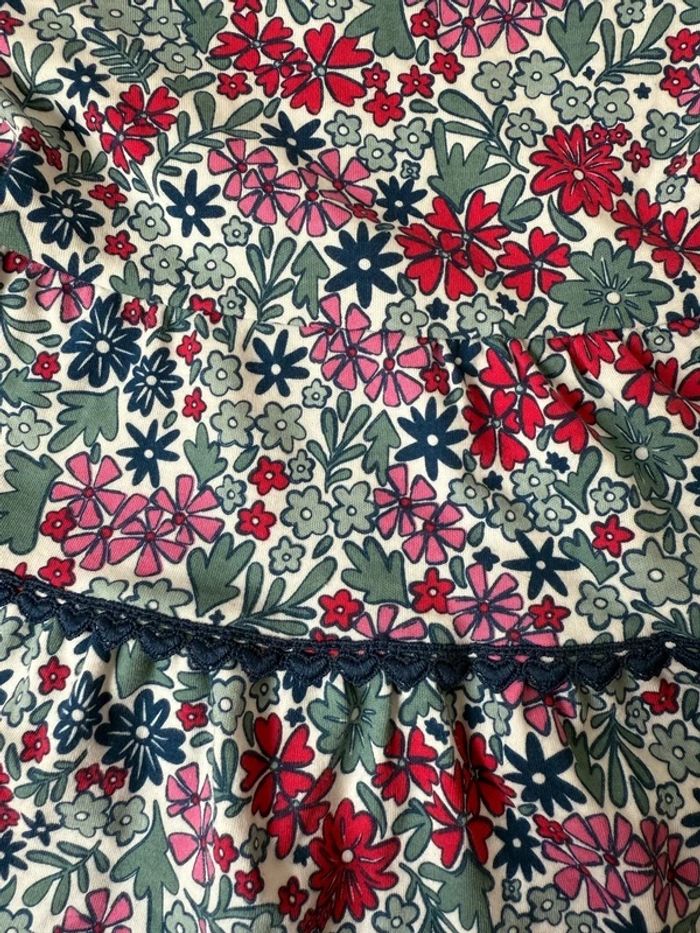 Robe à motifs fleurs et broderie cœurs - 12 mois - photo numéro 3
