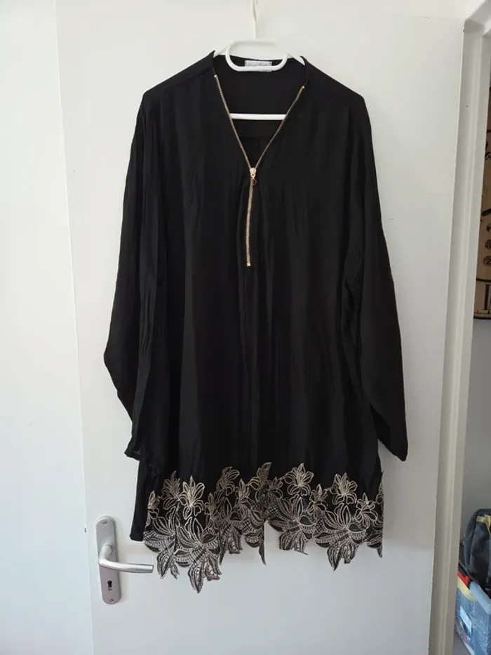 Tunique femme ample noir doré TBE taille XXL piment rouge