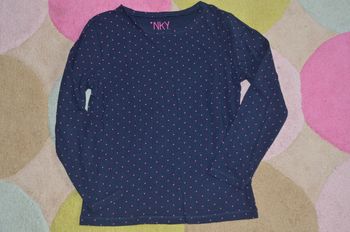 T shirt 6 ans marine a pois rose