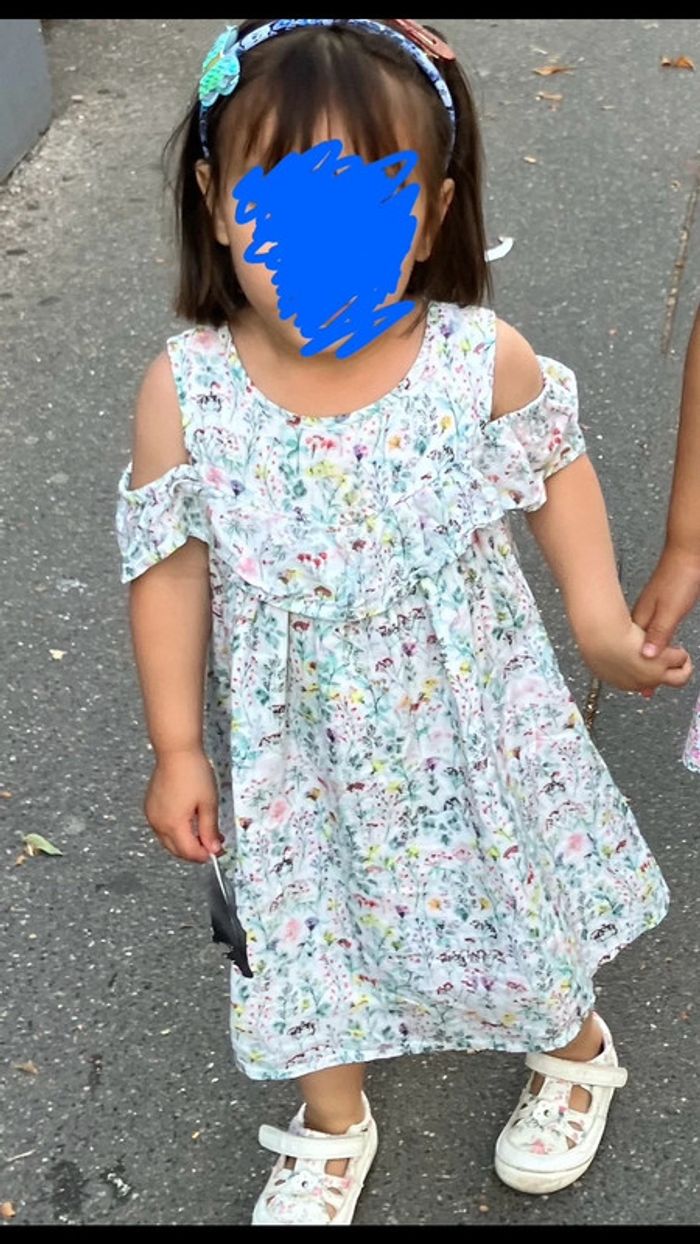 Jolie robe été sans manches voile imprimée 24 mois TAO - photo numéro 8