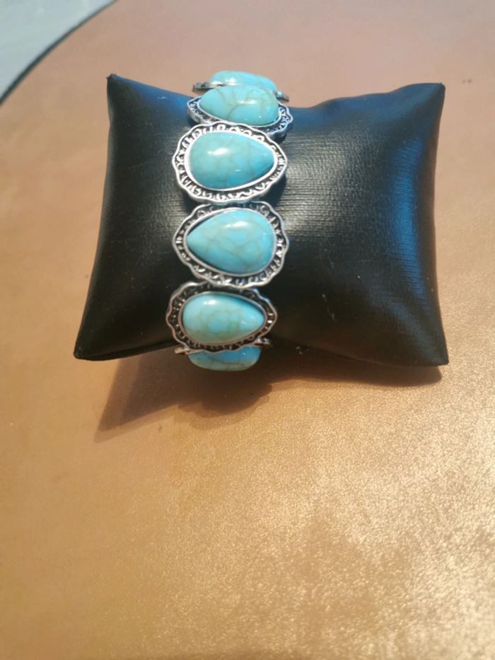 Bracelet femme style cowboy country turquoise