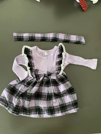 Robe plus bandeau violet 3-6 mois