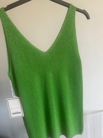 Débardeur vert Brésil pailleté T.U