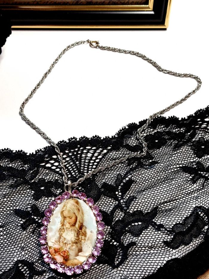 Magnifique collier style vintage victorien portrait fillette - photo numéro 5