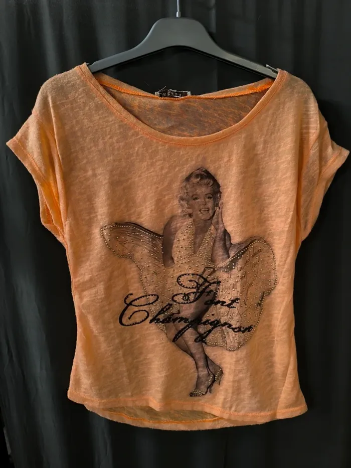 245417 tee-shirt MC orange femme TU azara