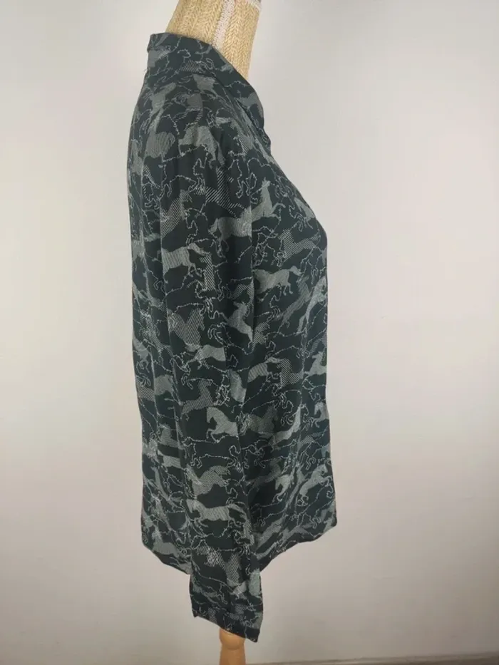 Chemise manches longues boutonnée motifs chevaux noirs et blancs taille 42 Esprit - photo numéro 3