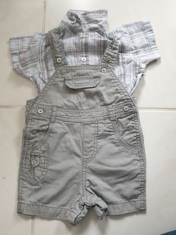 Ensemble salopette et chemise taille 3mois