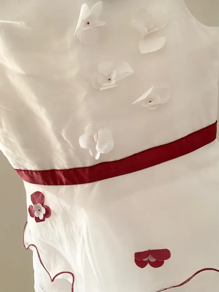 Robe de cérémonie fille blanche et rouge – 10 ans - photo numéro 3