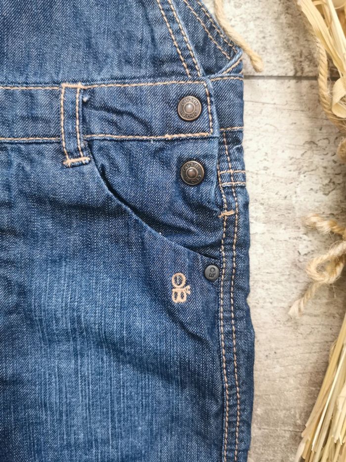 🌺Salopette short Obaibi 6mois jean denim bleu foncé - photo numéro 2
