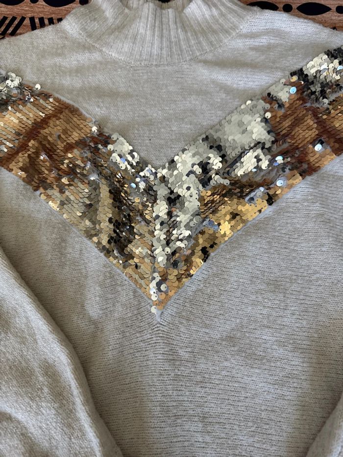 Pull crème avec strass femme - photo numéro 4
