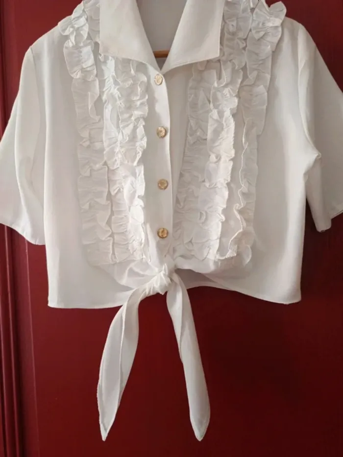 Chemise blouse crop t.38/40 viscose/polyester
