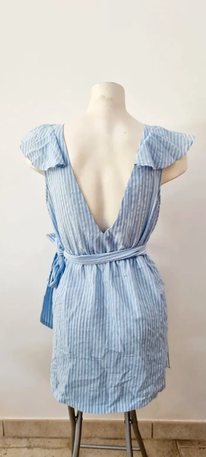 Robe courte bleues blanches rayées asos 40 - photo numéro 6