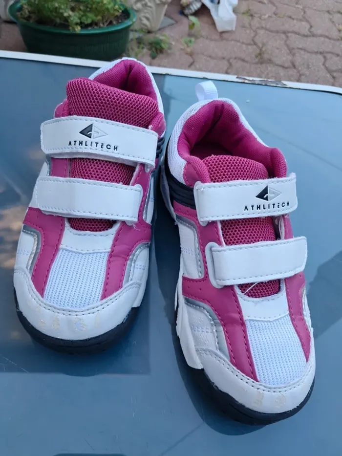 Jolies baskets 👟 blanc et rose fushia, scratch - T31 - Athlitech - photo numéro 3
