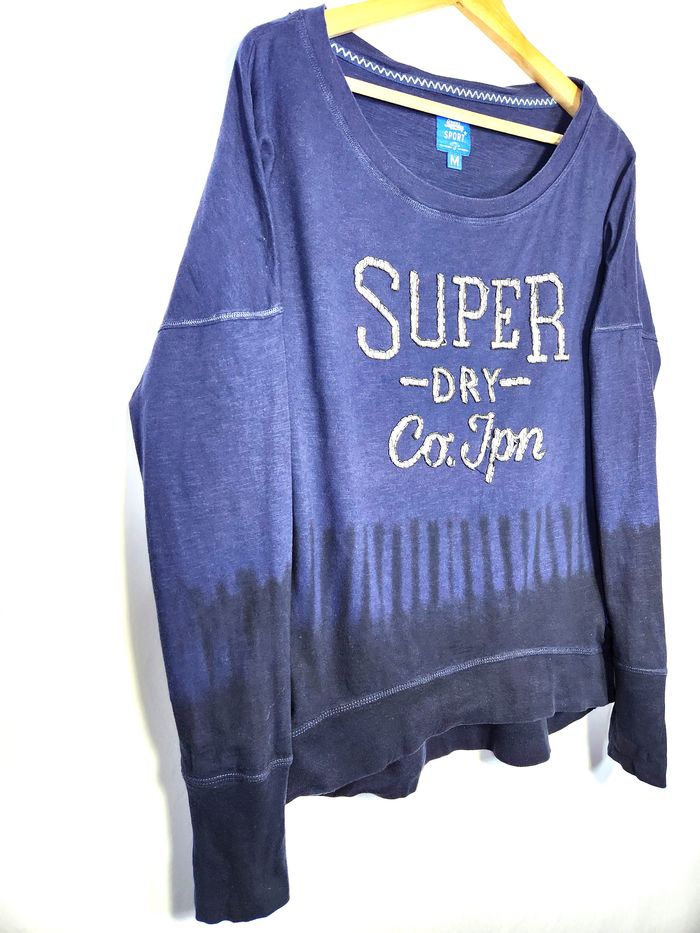 T-shirt Manches Longues Superdry Sport Bleu - Taille M - photo numéro 2