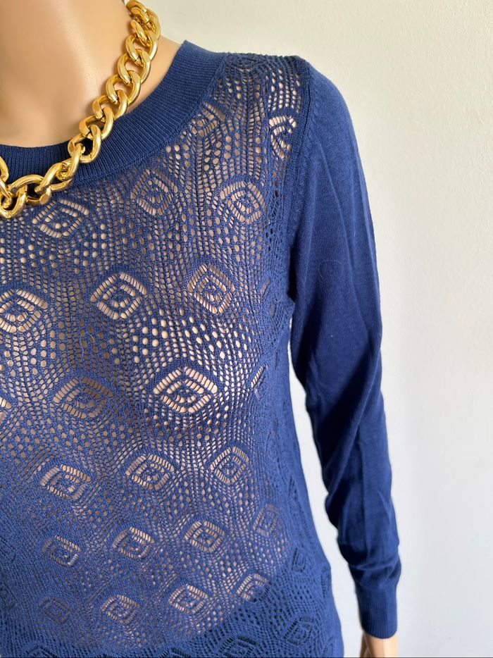 Pull bleu avec dentelle Mexx taille XS TBE - photo numéro 4