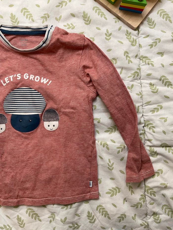 teeshirt manches longues rouge et blanc 36 mos obaibi - photo numéro 4