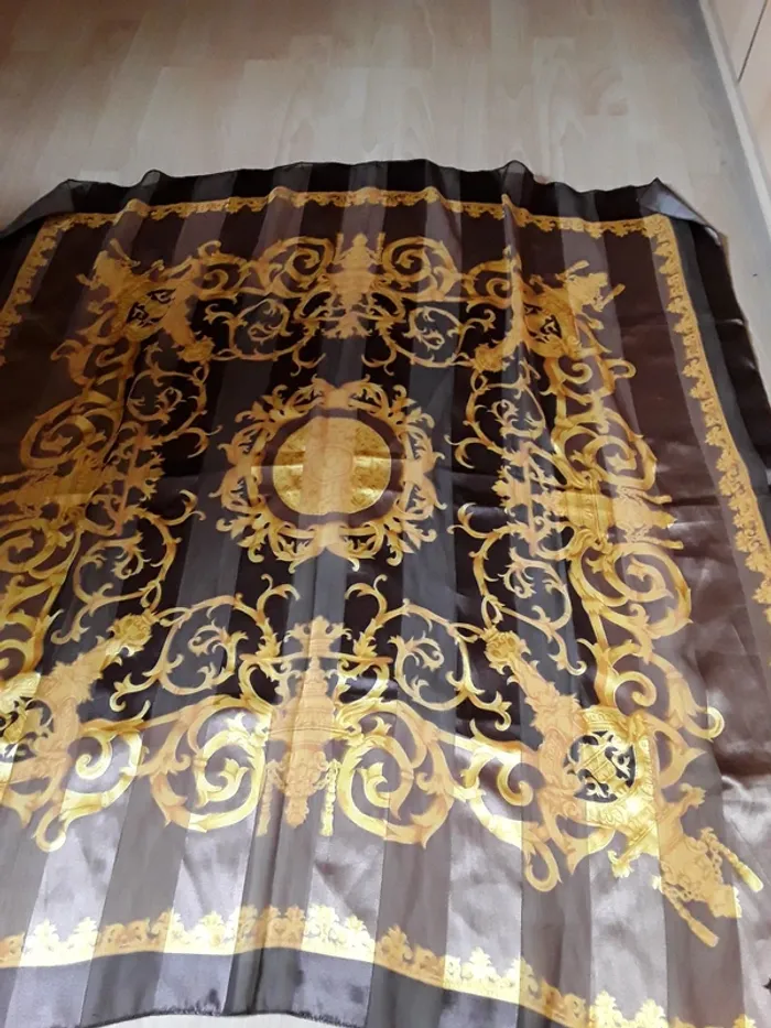 Foulard marron jaune doré - photo numéro 2