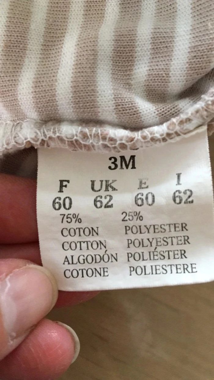 Grenouillère in extenso 3 mois beige et crème - photo numéro 5