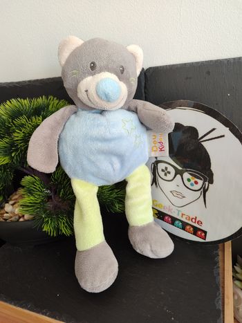 Doukidou Doudou Chat Gris Bleu Vert Etoile peluche Dou Kidou DD003466