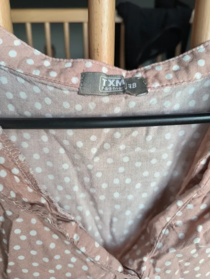 Chemisier femme rose à pois - photo numéro 2