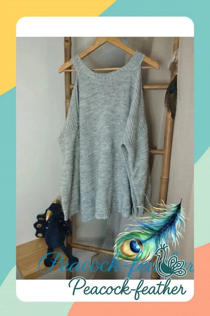 Pull épaules dénudées gris TU (42/46) - photo numéro 5
