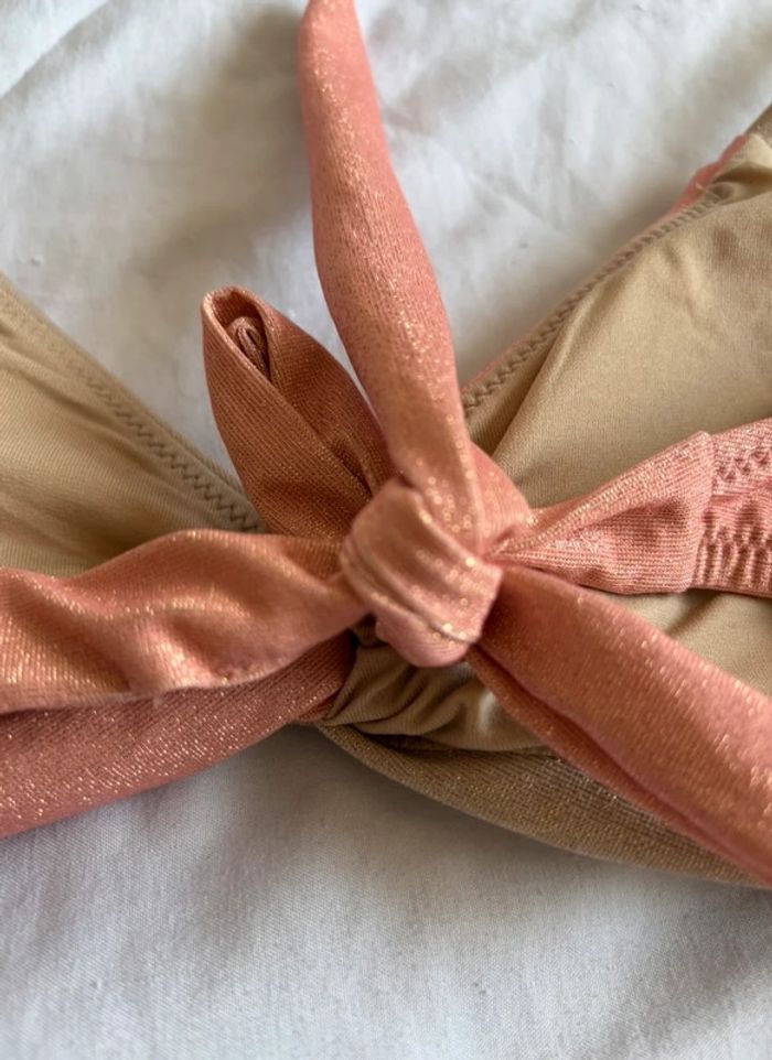 Haut de maillot de bain Penti rose saumon gris marron pailleté brillante taille XS/34 neuf - photo numéro 4