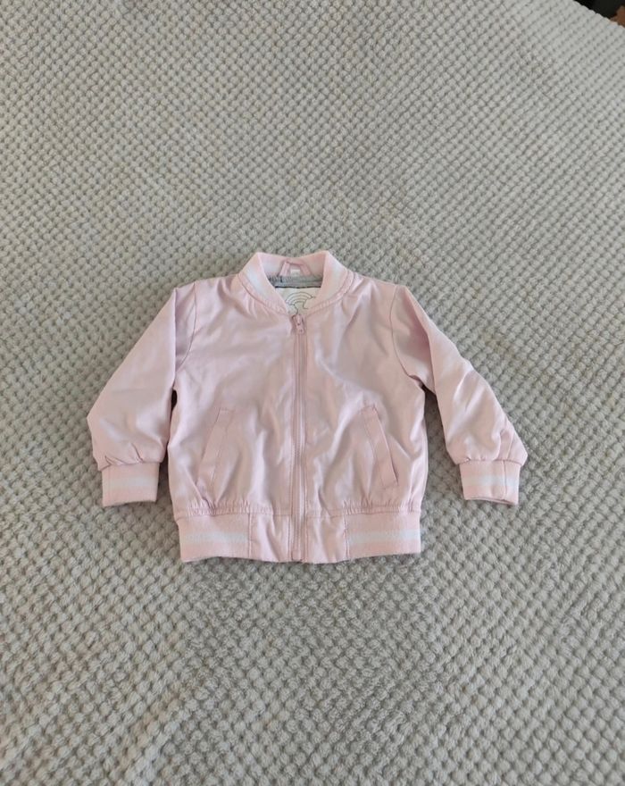 🎀 Jolie petite veste bombers rose poudré taille 74cm 9-12 mois - photo numéro 1