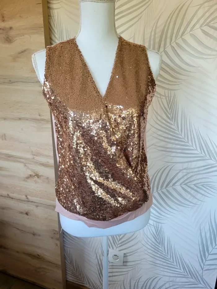 Top femme zabaione taille S neuf brillant rose