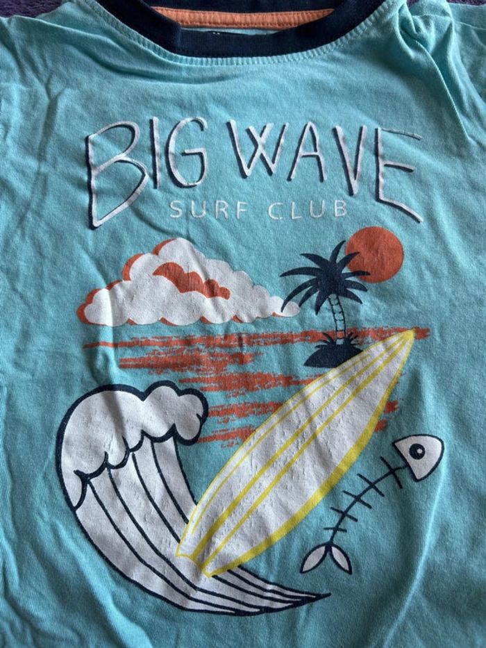 T-shirt manches courtes garcon en coton bleu motif surf Influx taille 4 ans - photo numéro 2