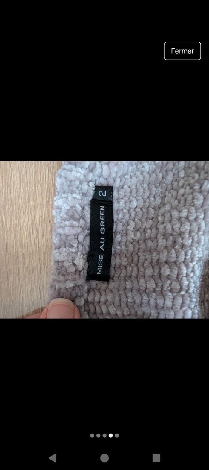 Superbe pull taille M en chenille rayé rose gris ocre mise au green en parfait état - photo numéro 4